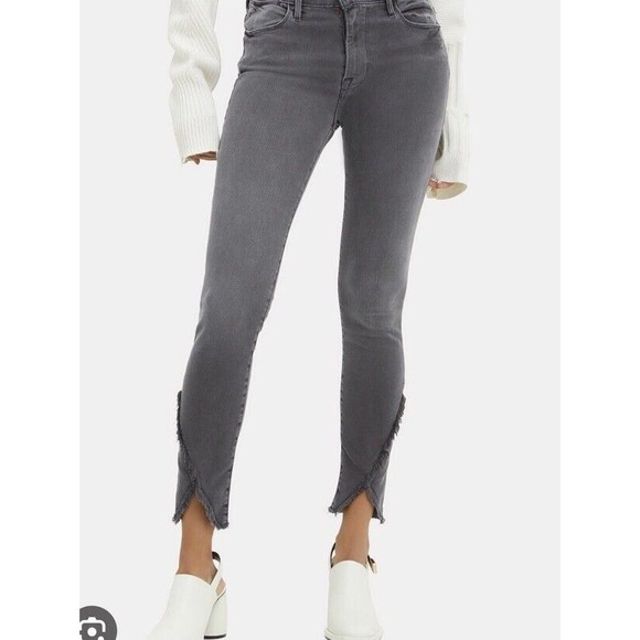 Frame Denim Denim - Frame Denim Women's Size 29 Le High Skinny Jeans Gray Quinby Fringe Hem